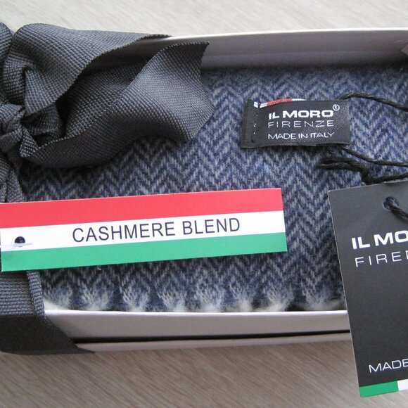 IL MORO FIRENZE Cashmere Blend Plaid Scarf Made in Italy - Picture 1 of 3